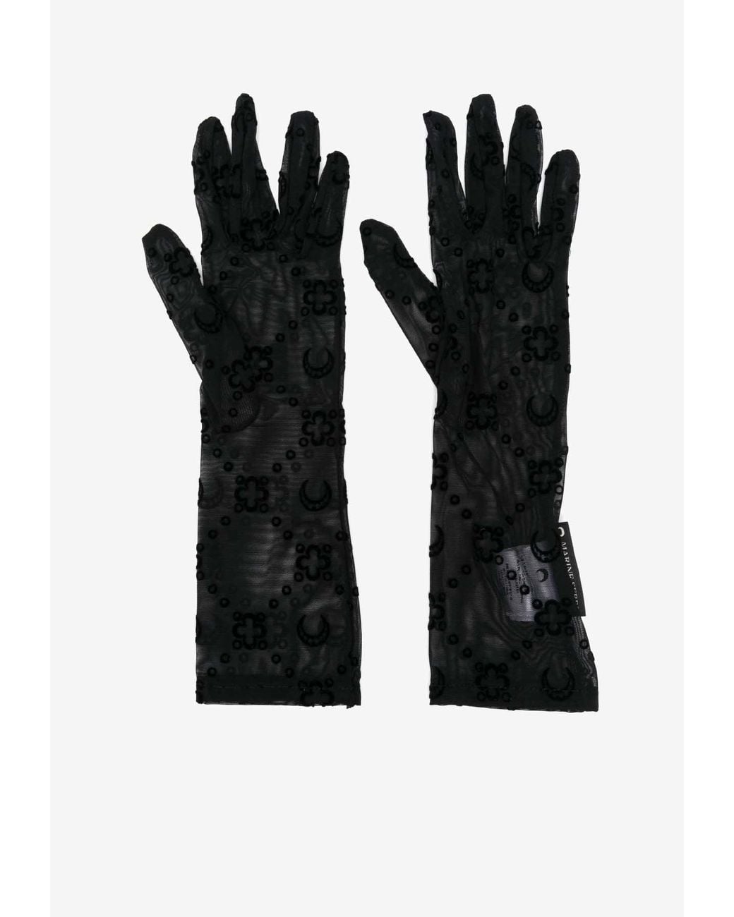 MARINE SERRE Black Flocked Monogram Gloves