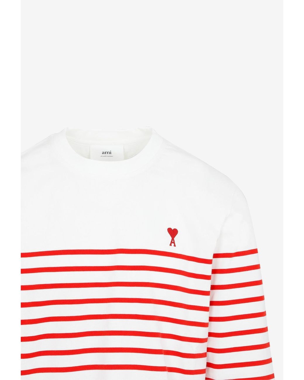 Ami Paris Ami De Coeur Mariniere T-shirt in Red for Men | Lyst