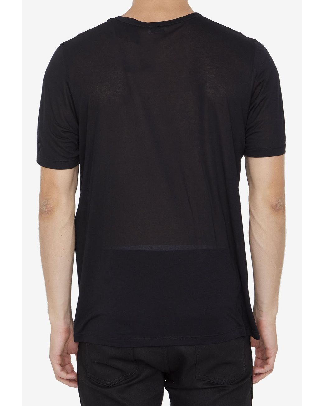Saint Laurent Black Cassandre Embroidered T-Shirt for men