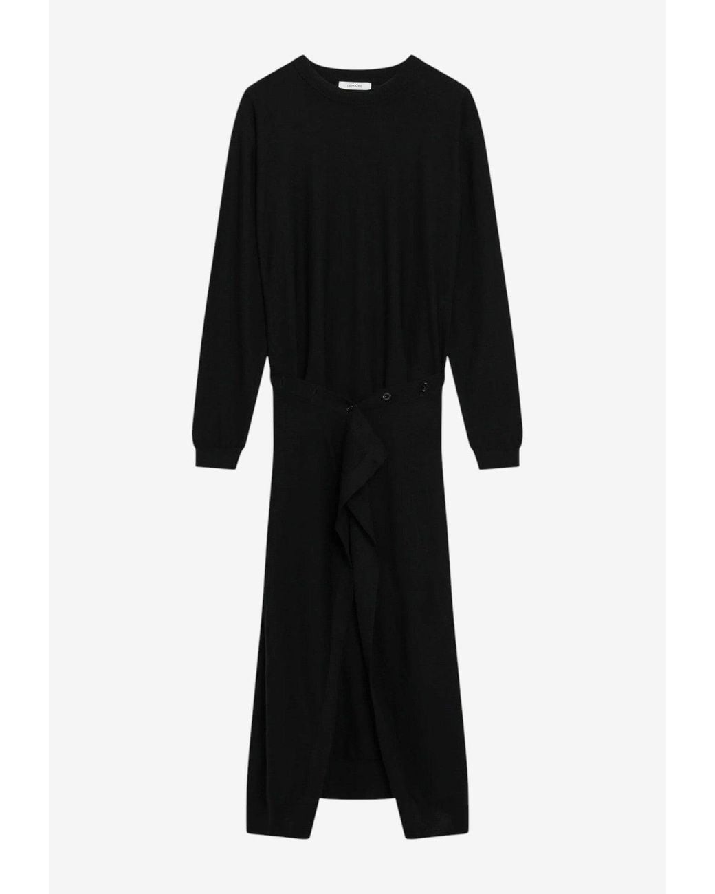 Lemaire Black Button-Down Midi Dress