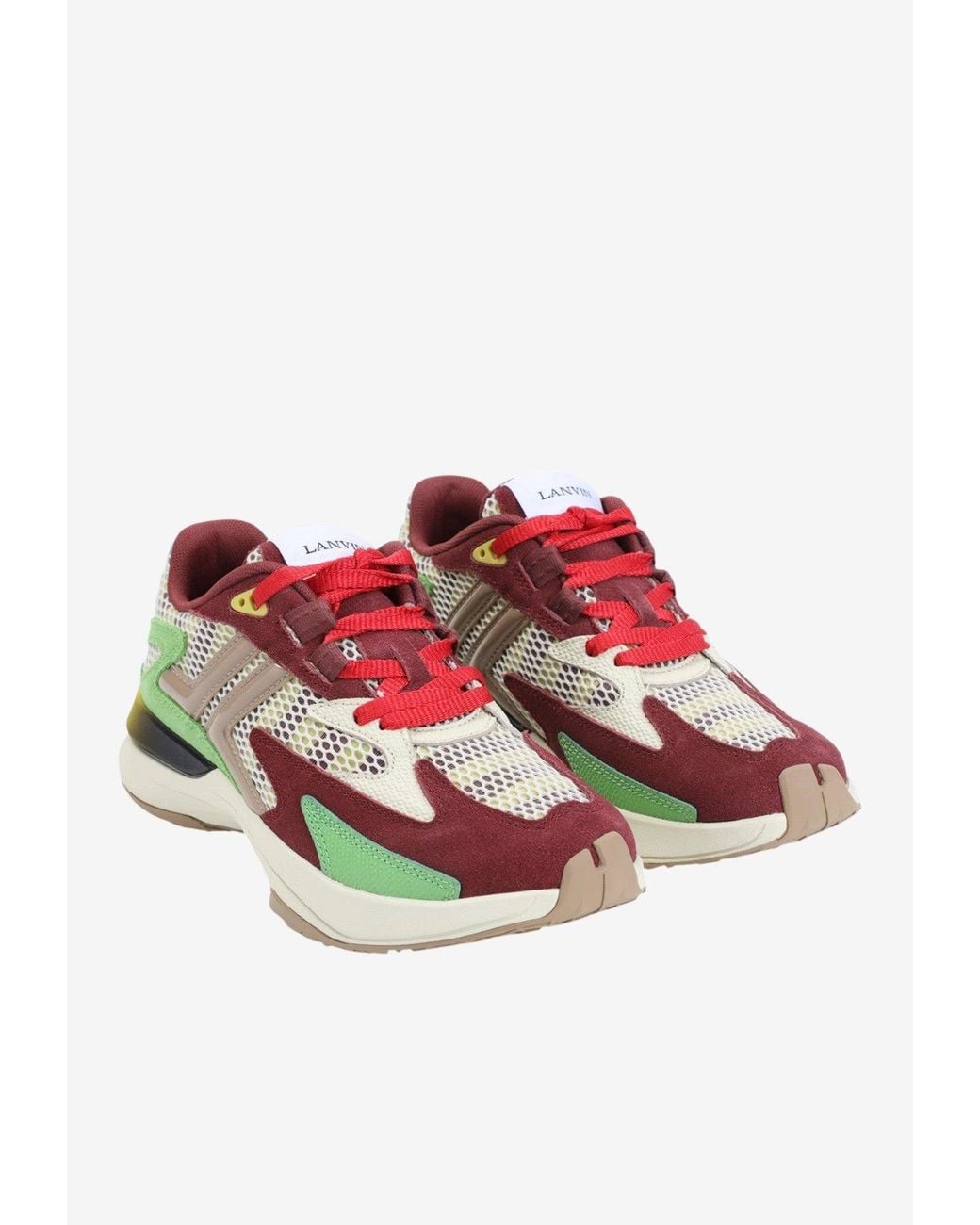 Lanvin Green Jla Mesh-Panel Sneakers