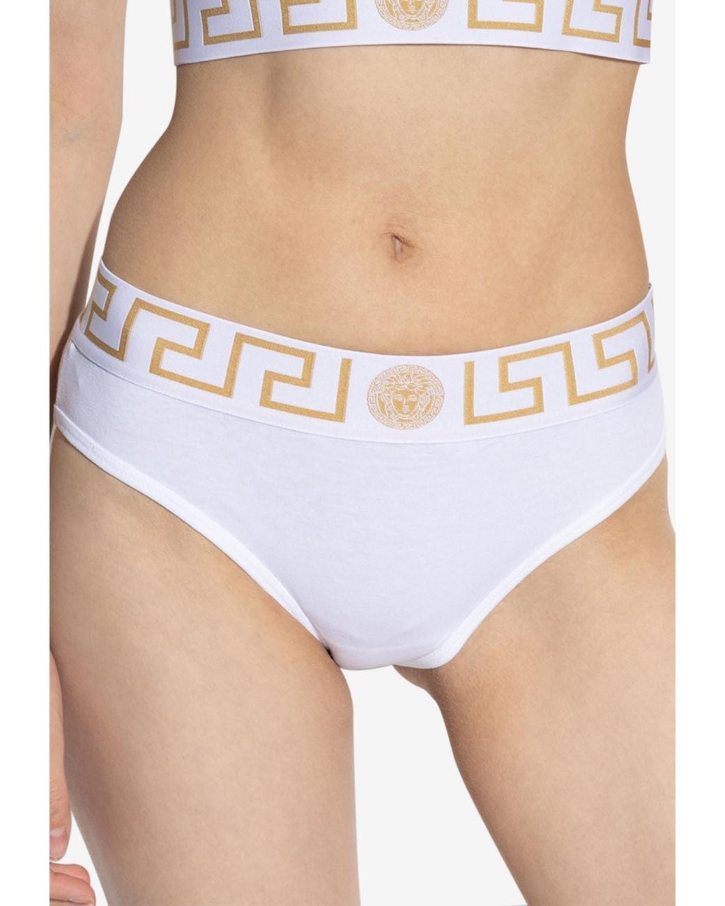 Versace White Greca Border Briefs
