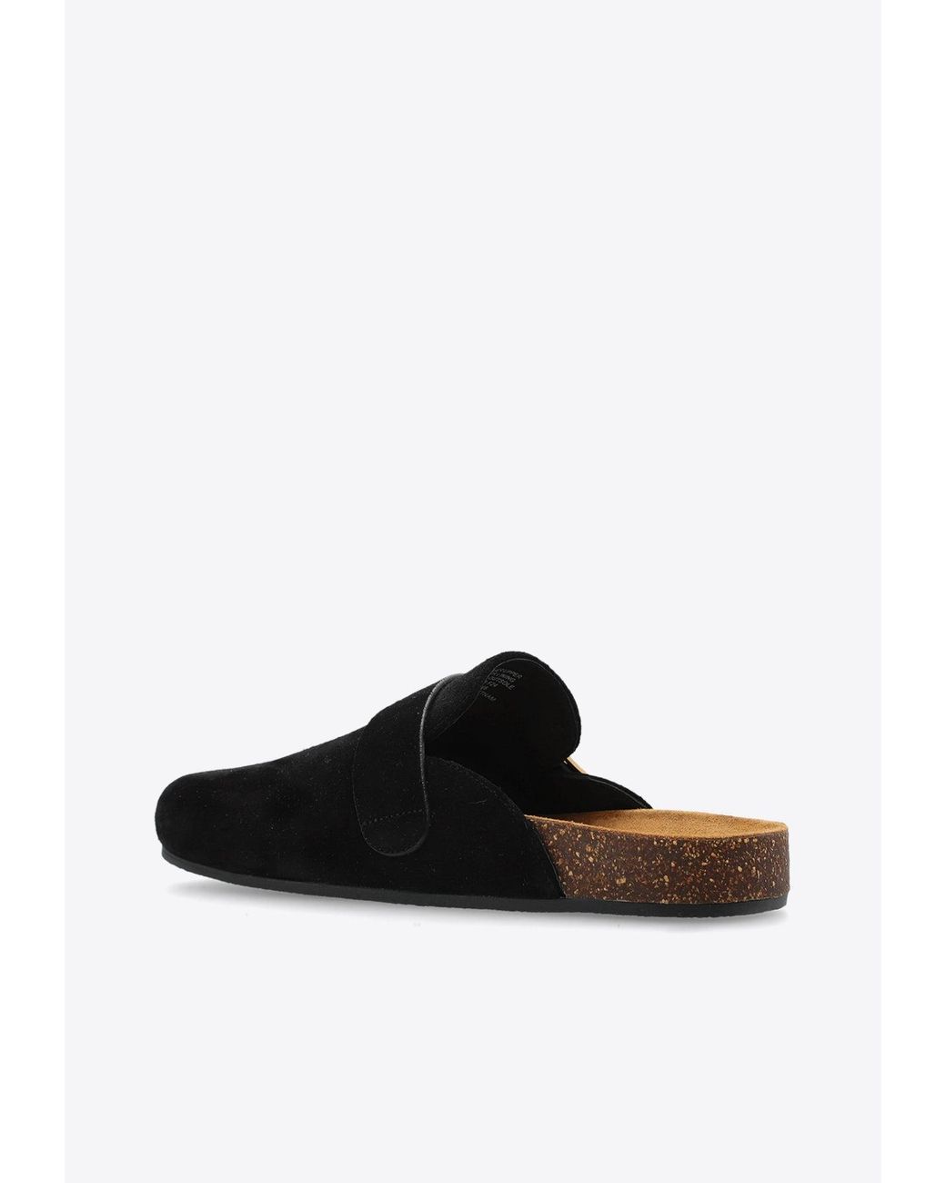 Tory Burch Black Mellow Logo Plaque Suede Flat Mules