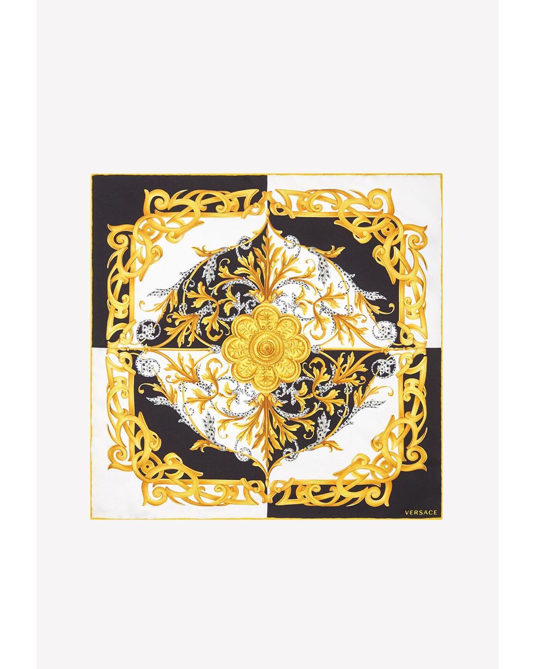 Versace Silk Bandana With Barocco Acanthus Print in Black Lyst