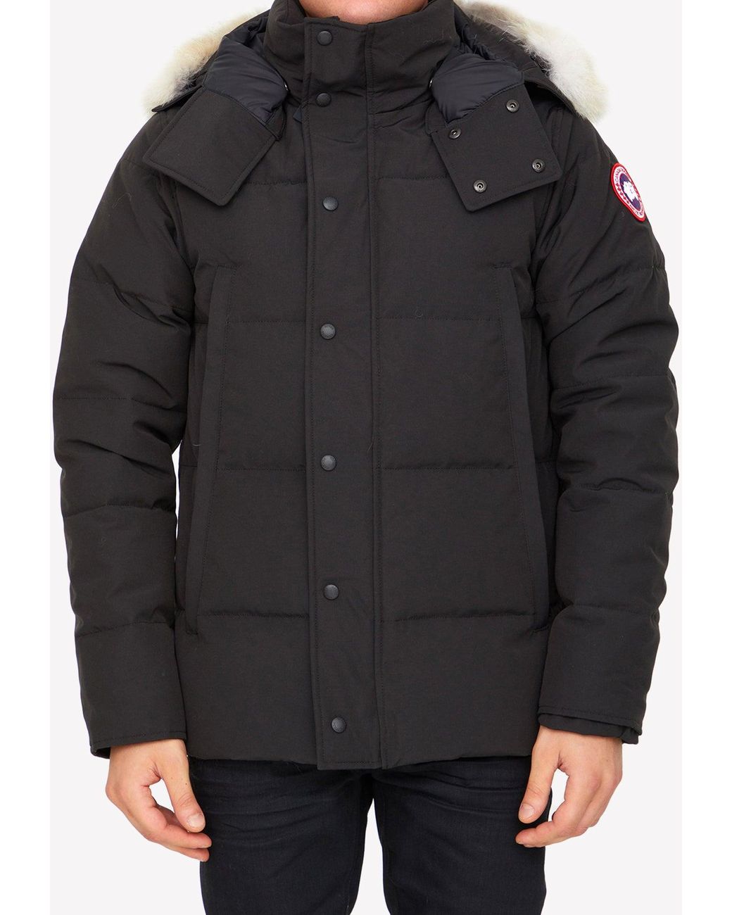 Canada Goose Wyndham Parka With Fur Hood in Black for Men | Lyst