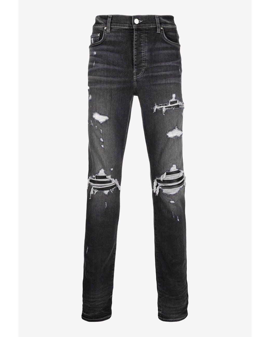 Amiri Mx1 Leather Skinny Jeans in Gray for Men Lyst