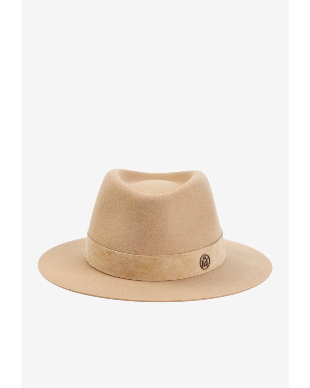 Maison Michel Natural Andre Suede Fedora Hat