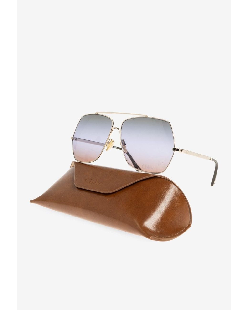 Chloé White Aly Geometric Ombre Sunglasses
