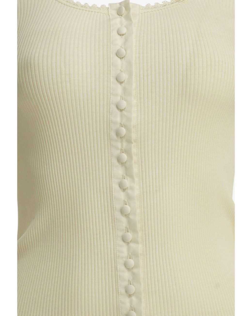 Chloé White Ribbed Buttoned Cardigan