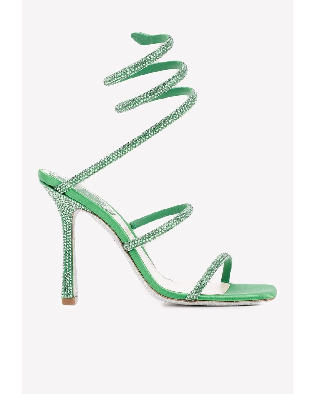 Rene Caovilla Cleo 105 Crystal-embellished Sandals in Green | Lyst