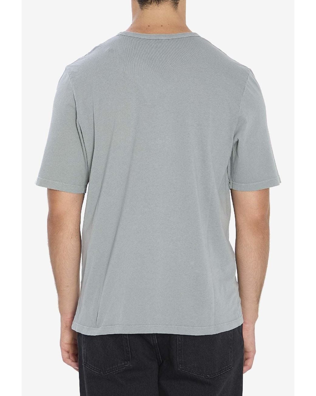 Saint Laurent Gray Cotton Ribbed Crew Neck Short Sleeve Regular Fit T-Shirt for men