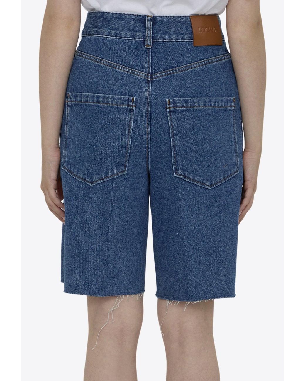 Loewe Anagram Denim Bermuda Shorts in Blue | Lyst
