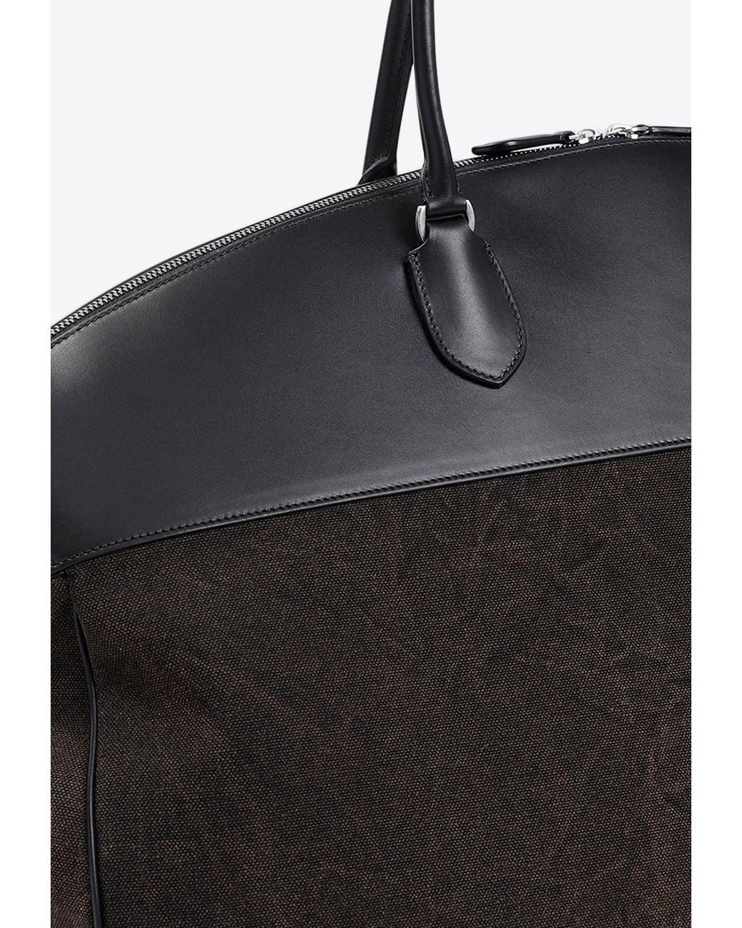 （セレブ御用達）The Row XL ジョージ ダッフルバッグ George XL leather-trimmed denim duffel bag in neutrals - The