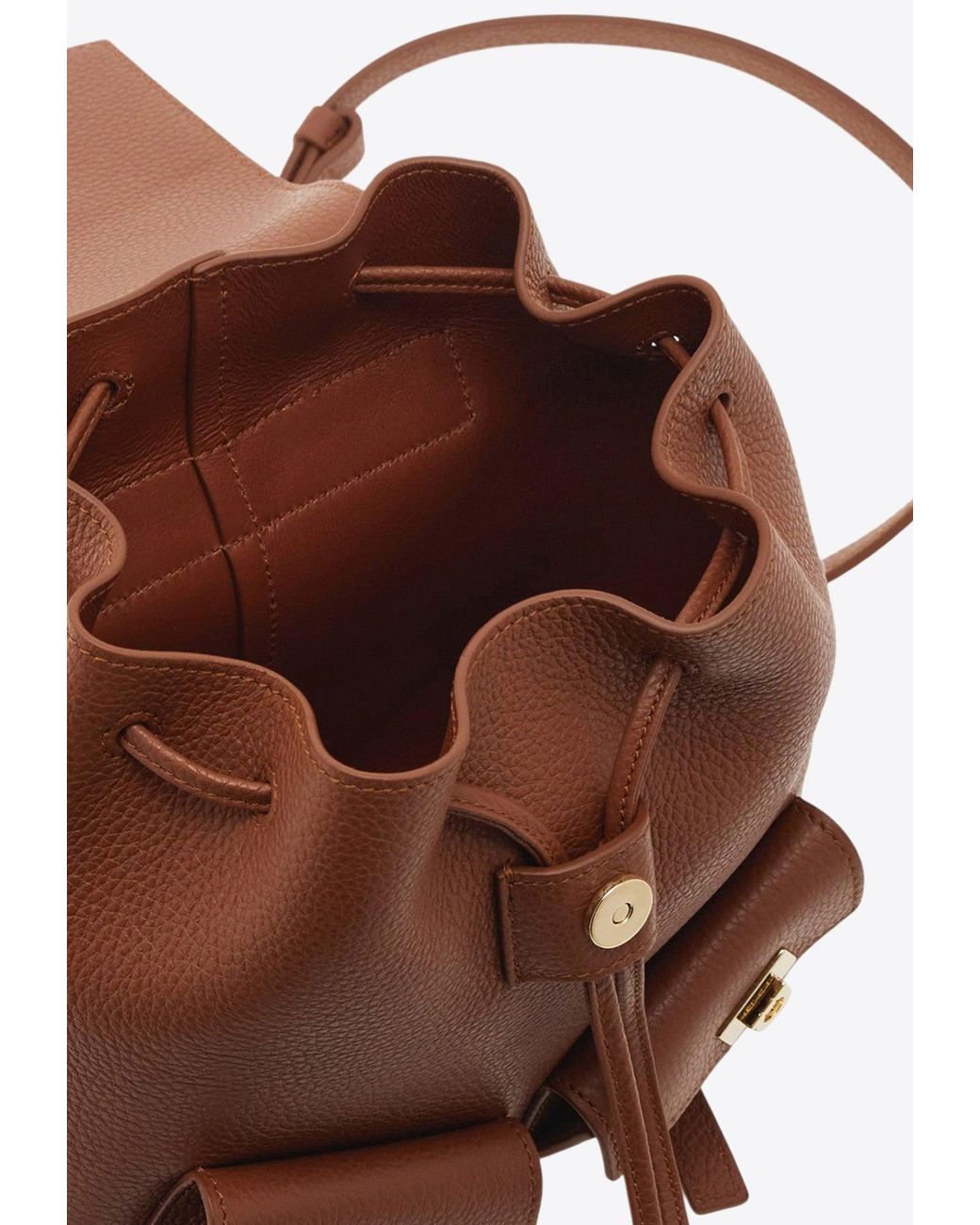 Ferragamo Brown Mini Multi-Pocket Leather Backpack
