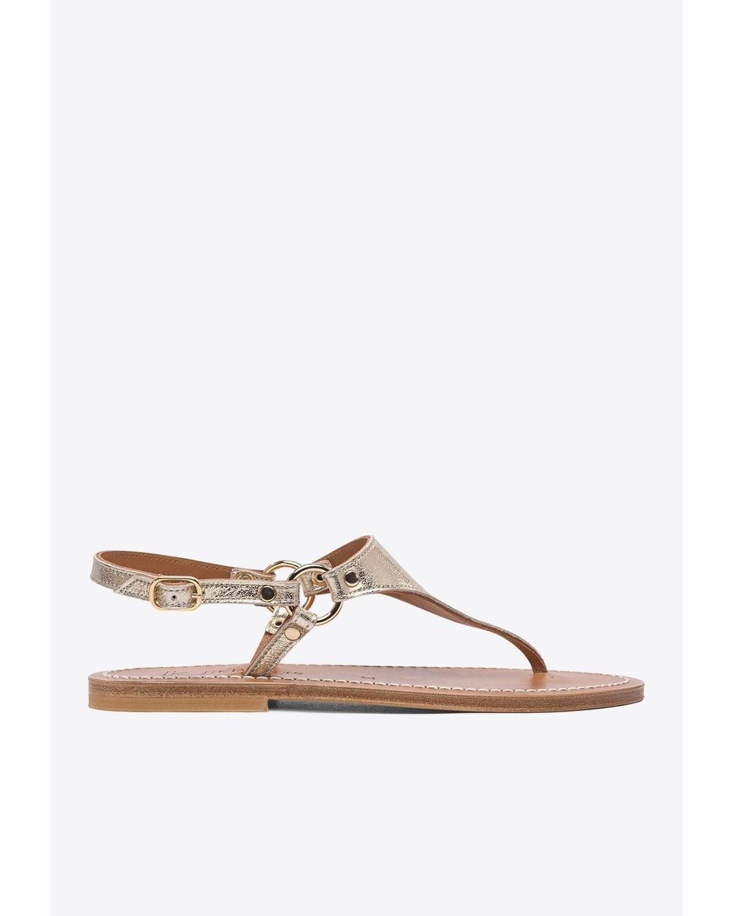 K. Jacques White Ankle-Strap Leather Sandals