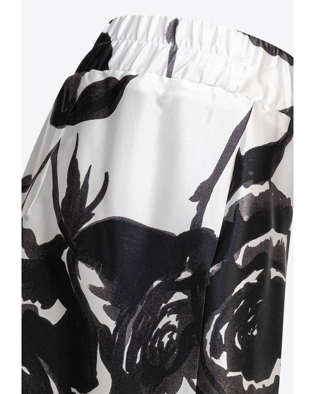 SLEEP NO MORE White Patterned Silk Pants