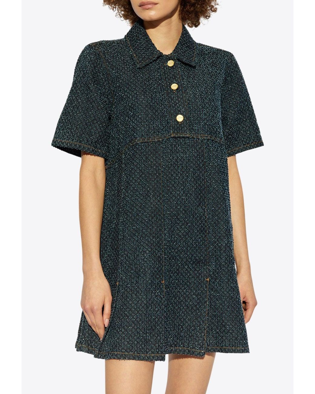 ganni fluffy denim dress Ganni Fluffy Denim Midi Dress