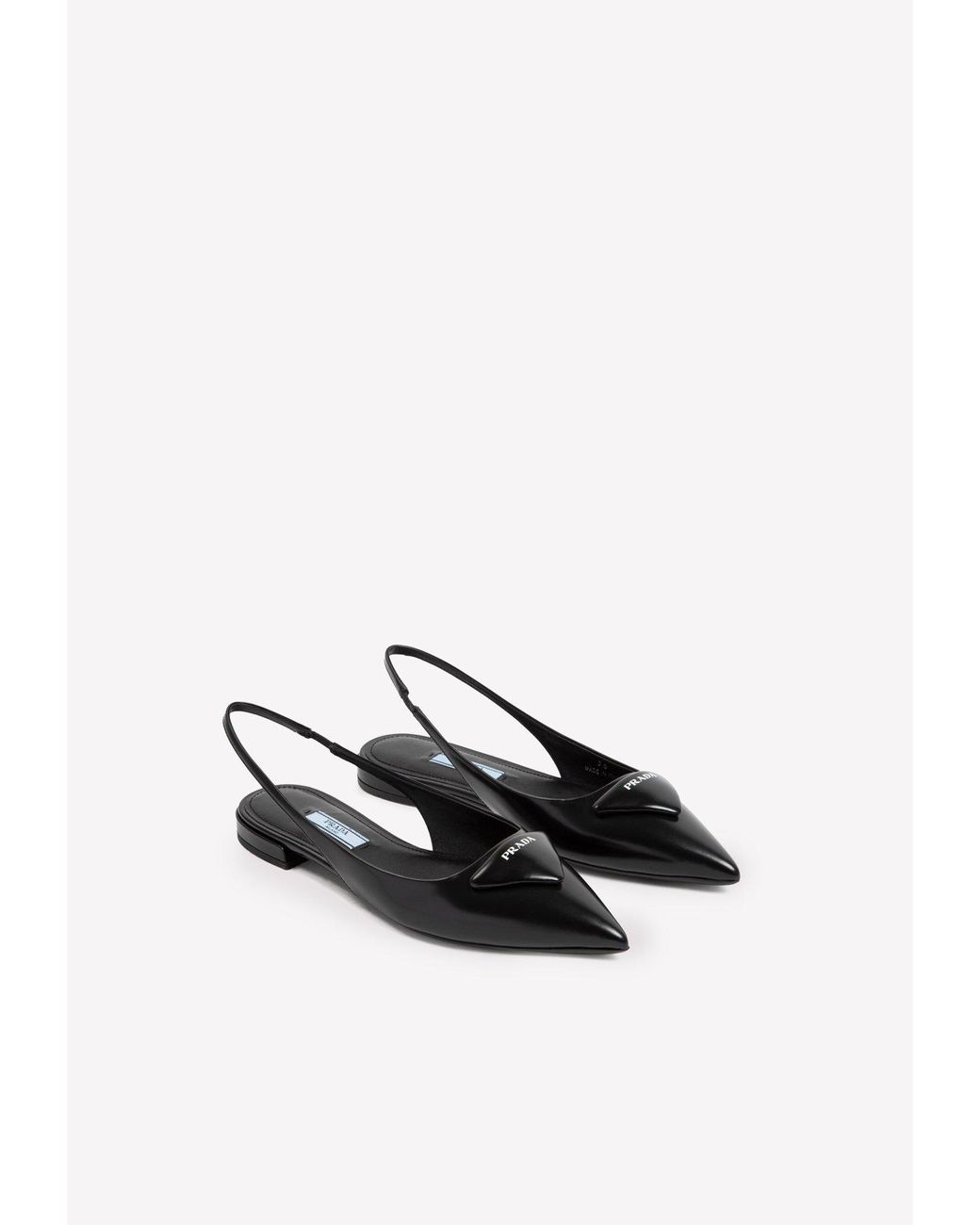 Prada Logo-appliqué Slingback Ballerina Flats in Black | Lyst