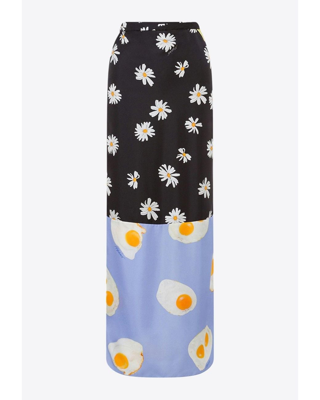 Moschino White Patchwork Silk Twill Maxi Skirt