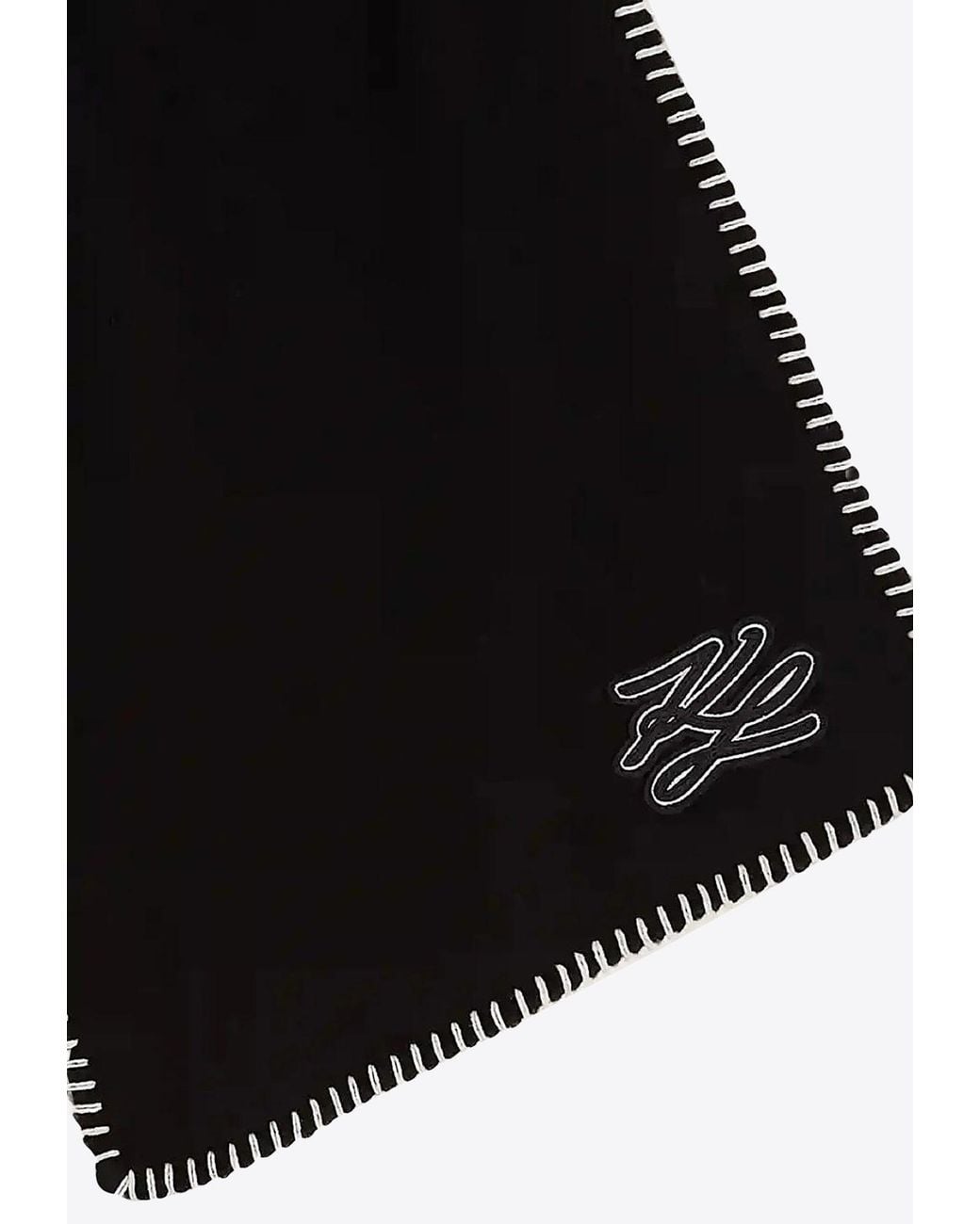 Karl Lagerfeld Black K/Autograph Patch Wool Scarf