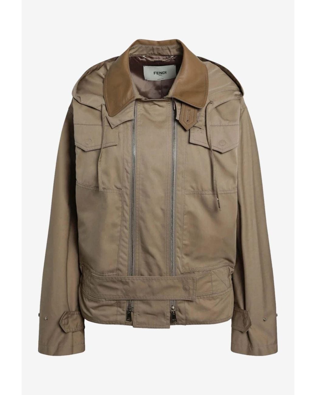 Fendi Brown Zip-Up Blouson Jacket