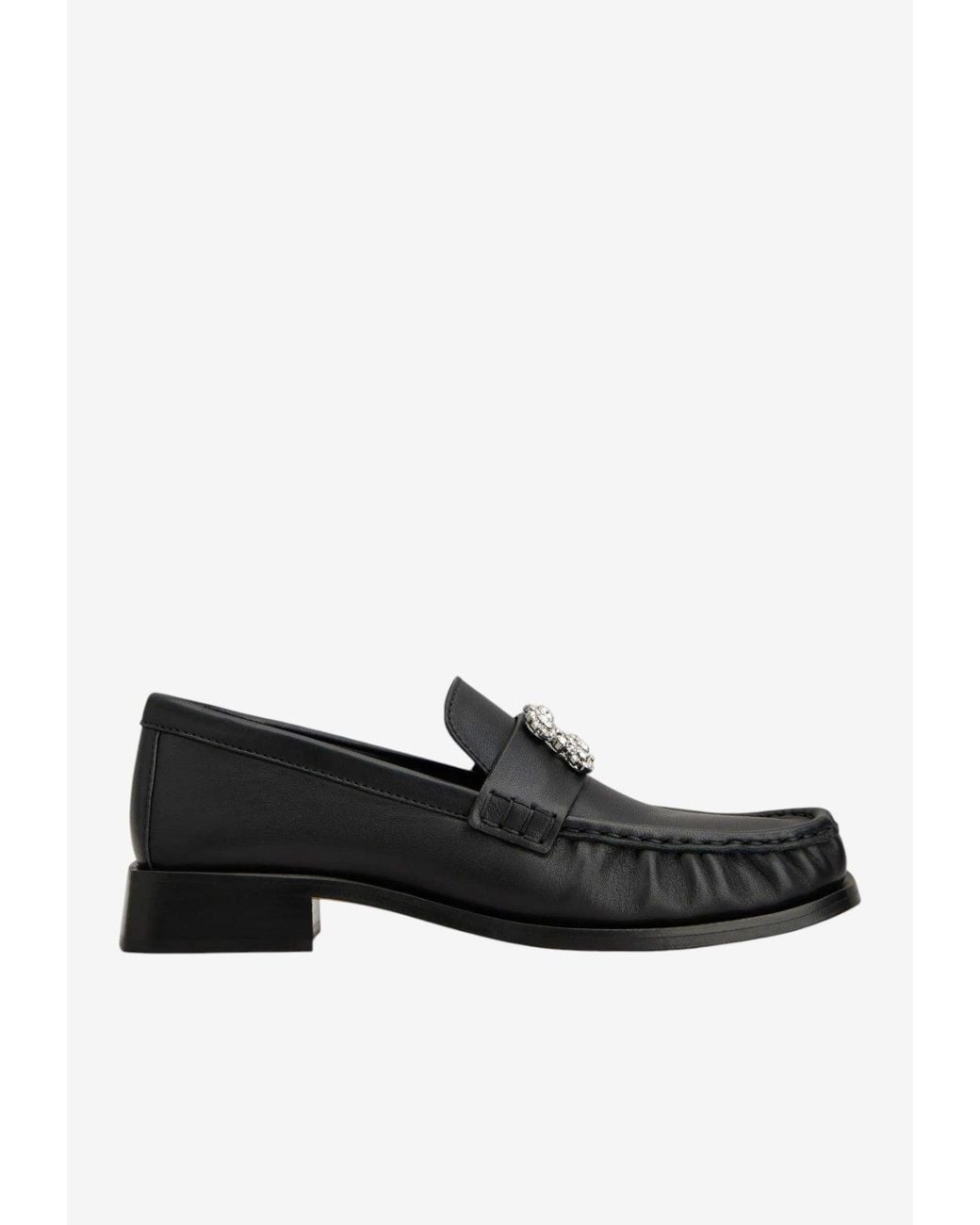 Roger Vivier Viv' Rangers Crystal Buckle Leather Loafers in Black | Lyst