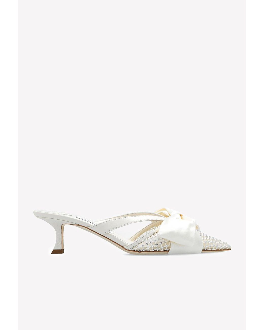 クリスタル★Jimmy Choo FLACA 50 大リボン ミュール ブラック JIMMY CHOO Flaca 50 bow and crystal-embellished mesh and