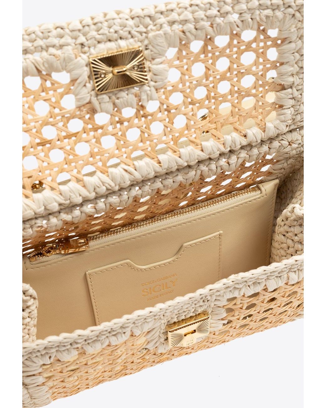 【関税&送料込】Dolce & Gabbana Back Raffia Medium Sicily Ha Sicily Medium raffia tote bag in black - Dolce Gabbana