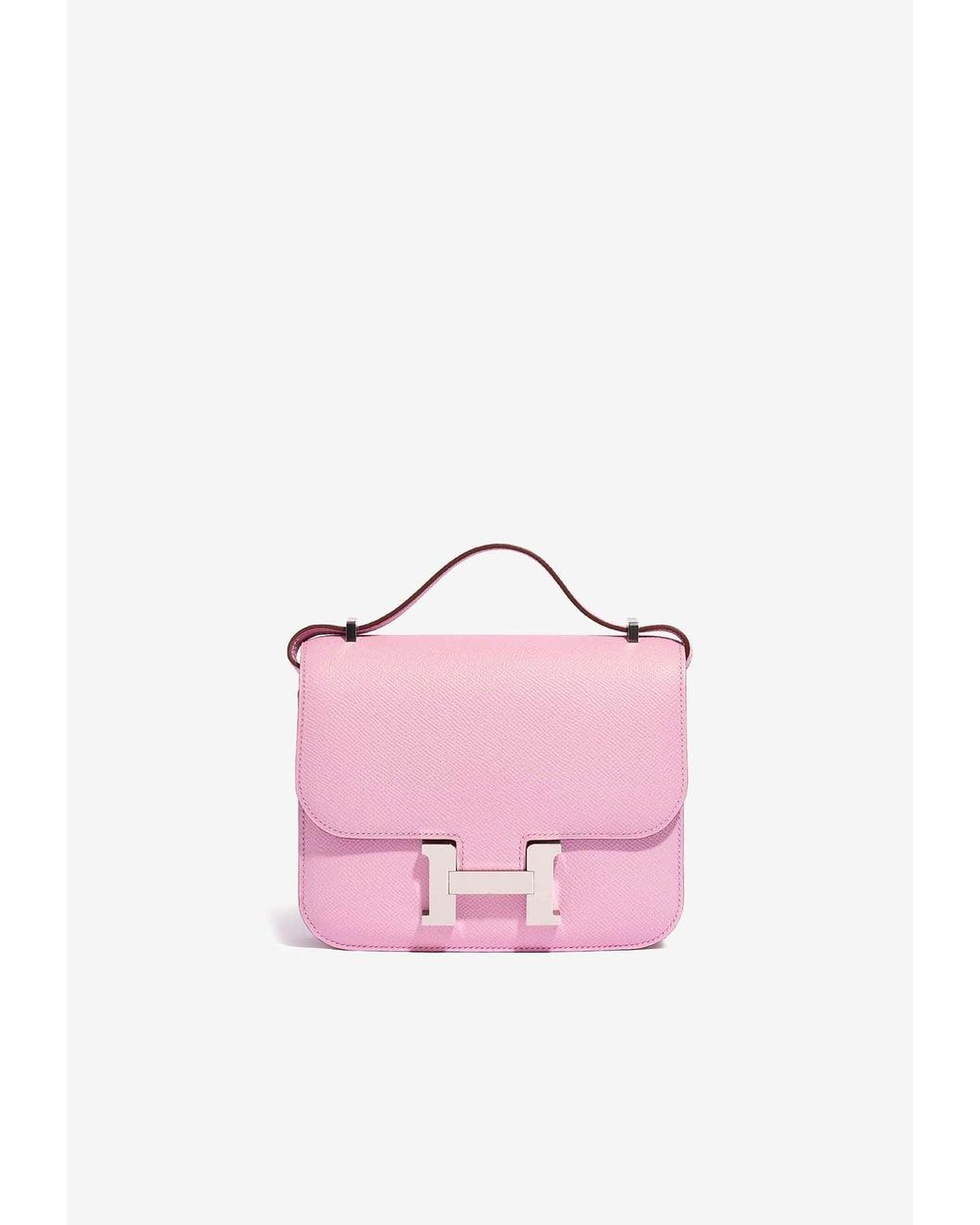 Amazing Hermes Constance Mini 18 shoulder bag in Rose Tyrien epsom