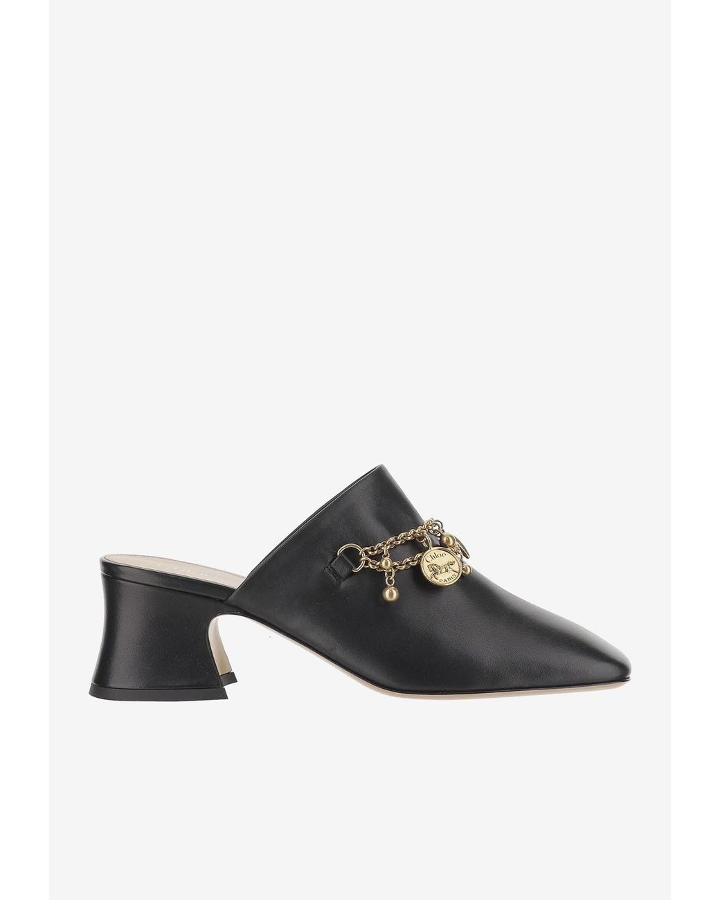 Chloé Black Heeled Mules "Charms"