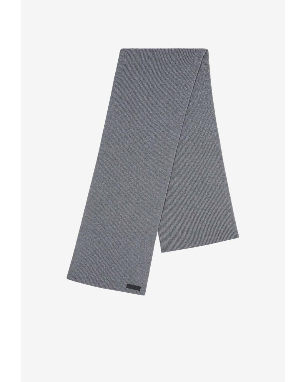 Versace Gray Logo Tag Wool Knit Scarf for men