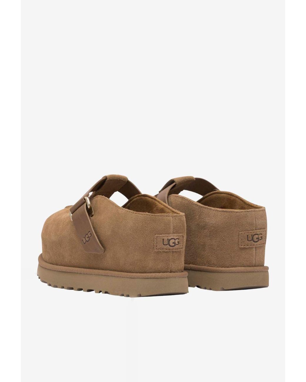Ugg Brown Logo-Engraved Suede Slippers