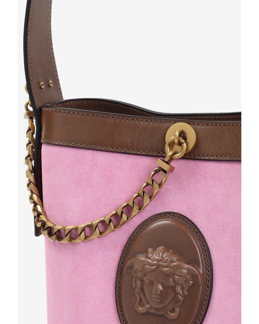 Versace White Mini Pivot Bucket Bag