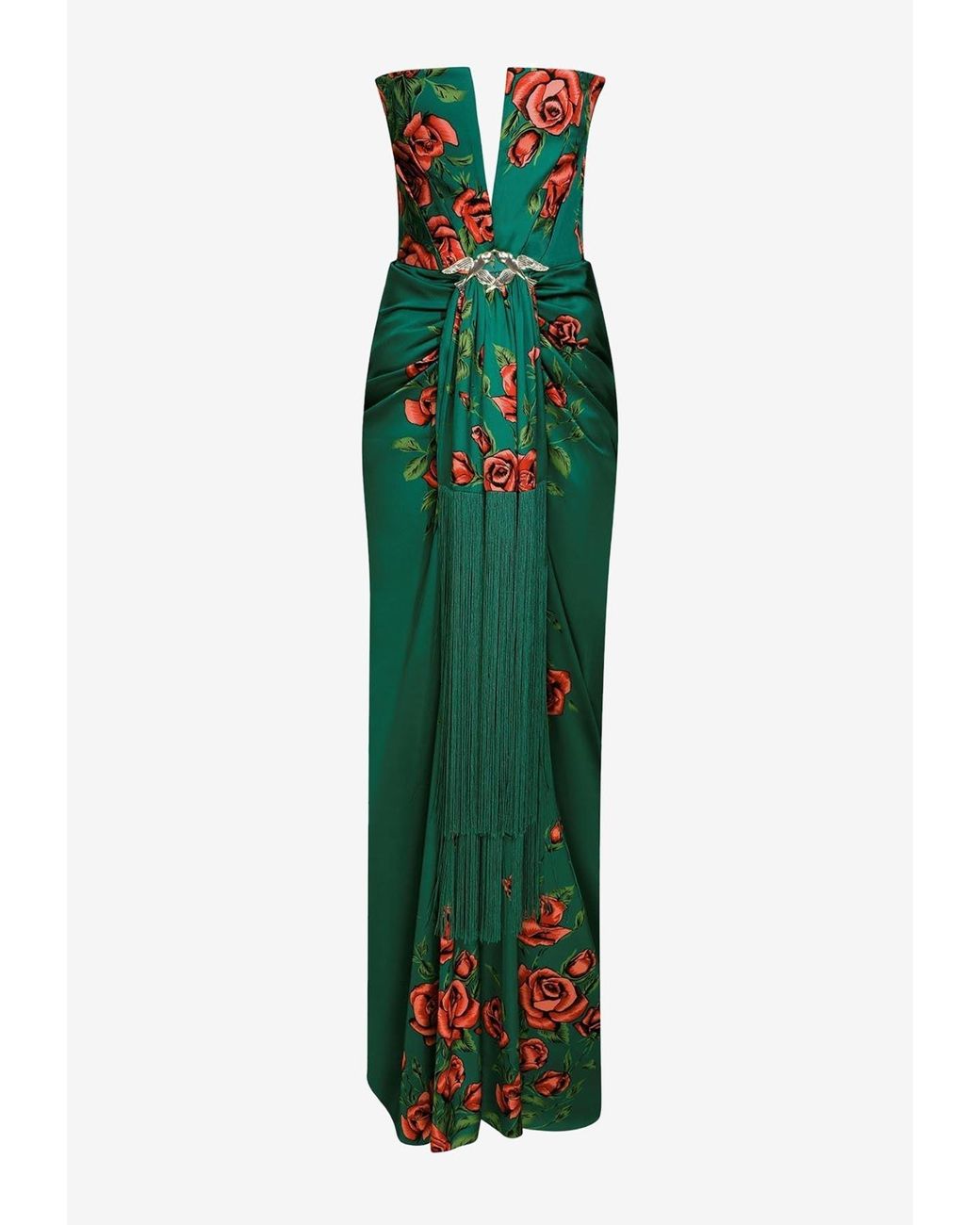 RAISA & VANESSA Strapless Maxi Dress With Fringes in Green | Lyst RAISA & VANESSA Strapless Maxi Dress With Fringes in Green | Lyst