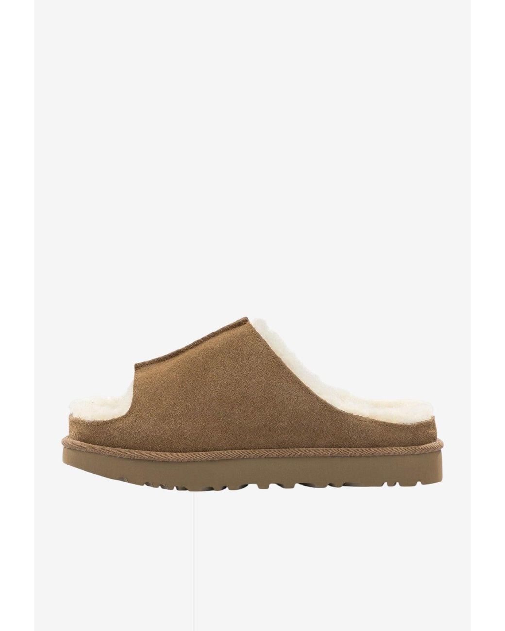 Ugg Brown Suede Slippers With Embossed-Logo