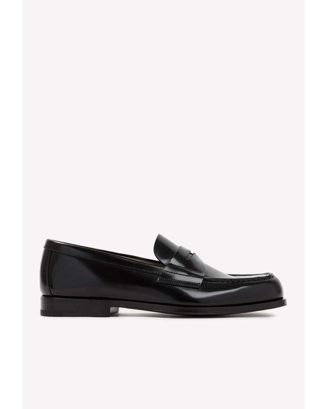 Prada Logo Loafers In Brushed Leather in Black for Men | Lyst