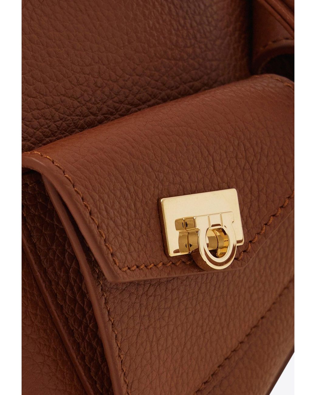 Ferragamo Brown Mini Multi-Pocket Leather Backpack