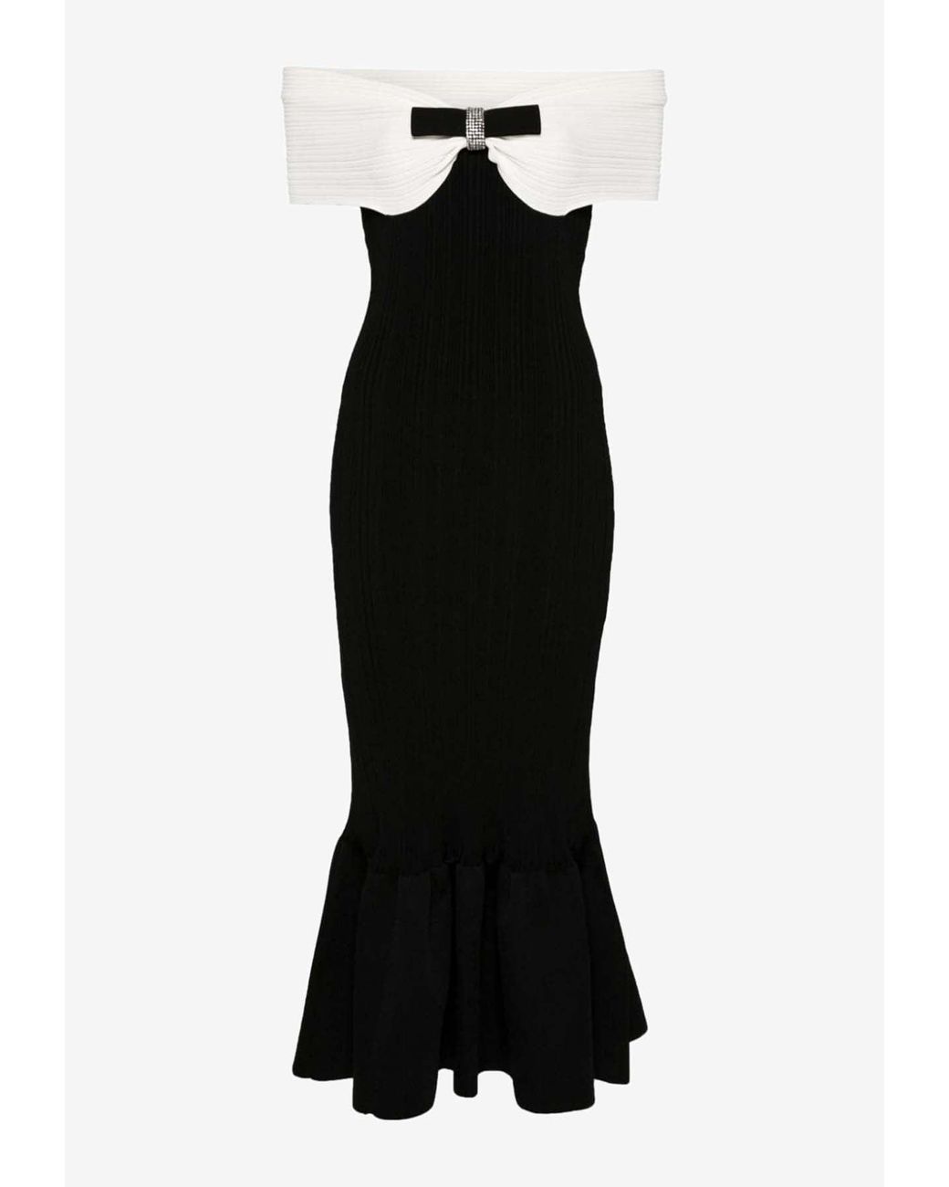 Off the Shoulder Bow Sleeve Sheath Midi Dress