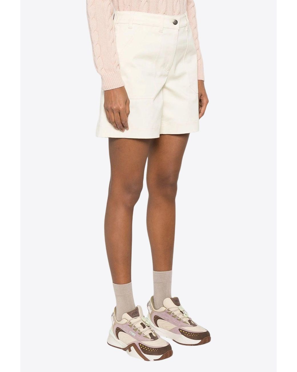 Moncler White Logo Patch Mini Shorts