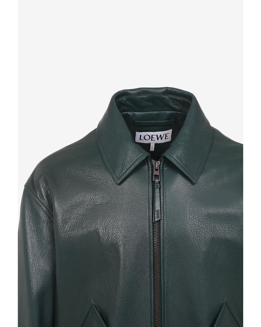 Loewe Aviator Leather Jacket in Green for Men | Lyst