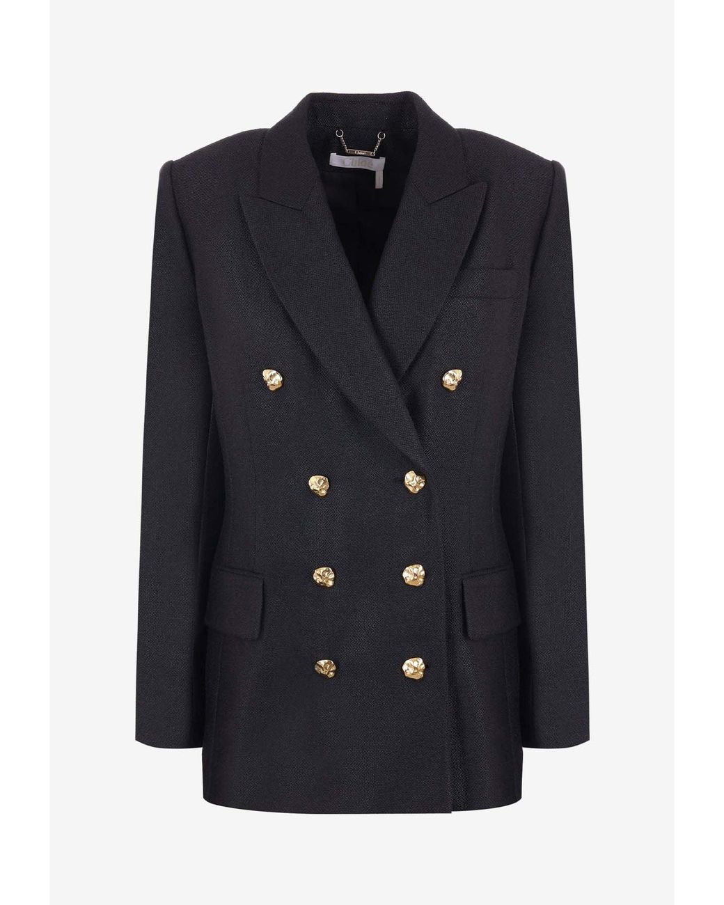 Chloé Blue Double-Breasted Silk Blend Blazer