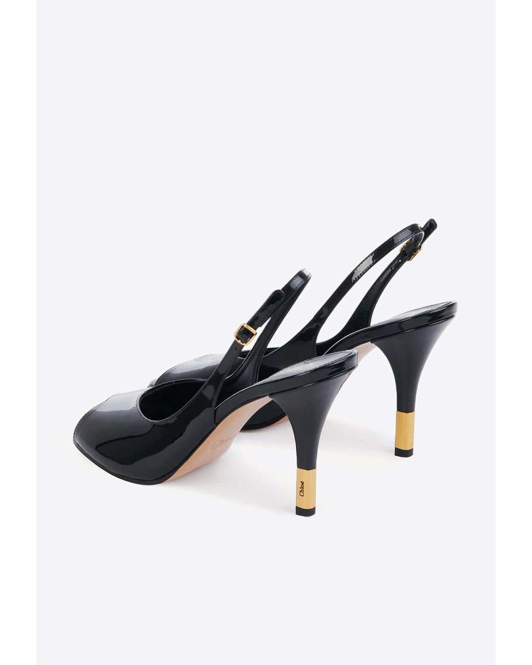 ★関税込み★ Chloe Patent Leather Slingback Sandals Chloé Flower 95 Patent Leather Slingback Sandals in White | Lyst