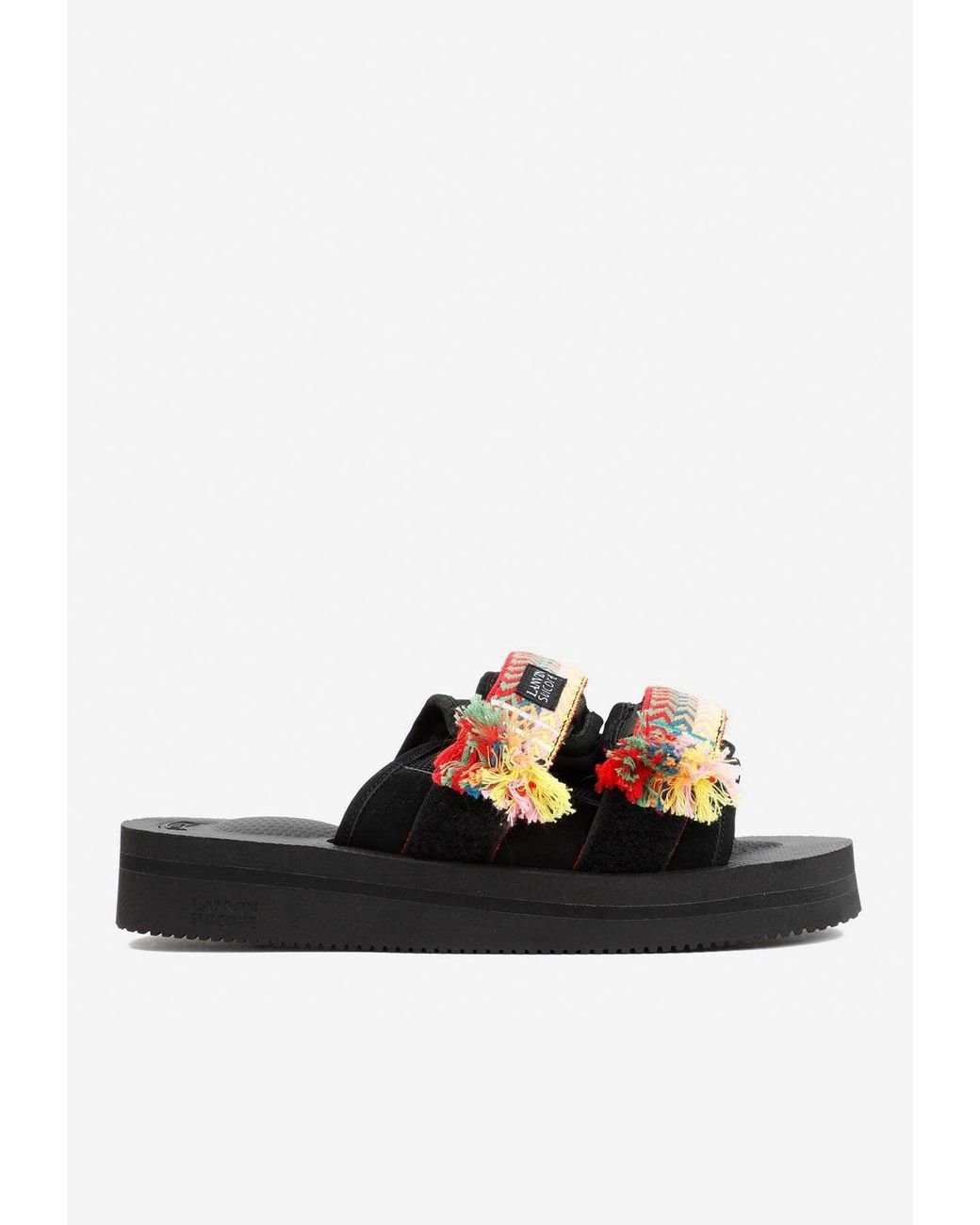 LANVIN x SUICOKE | CURB LACES NUBUCK SANDALS BLACK サンダル Lanvin X Suicoke Curb Nubuck Sandals in Black for Men | Lyst