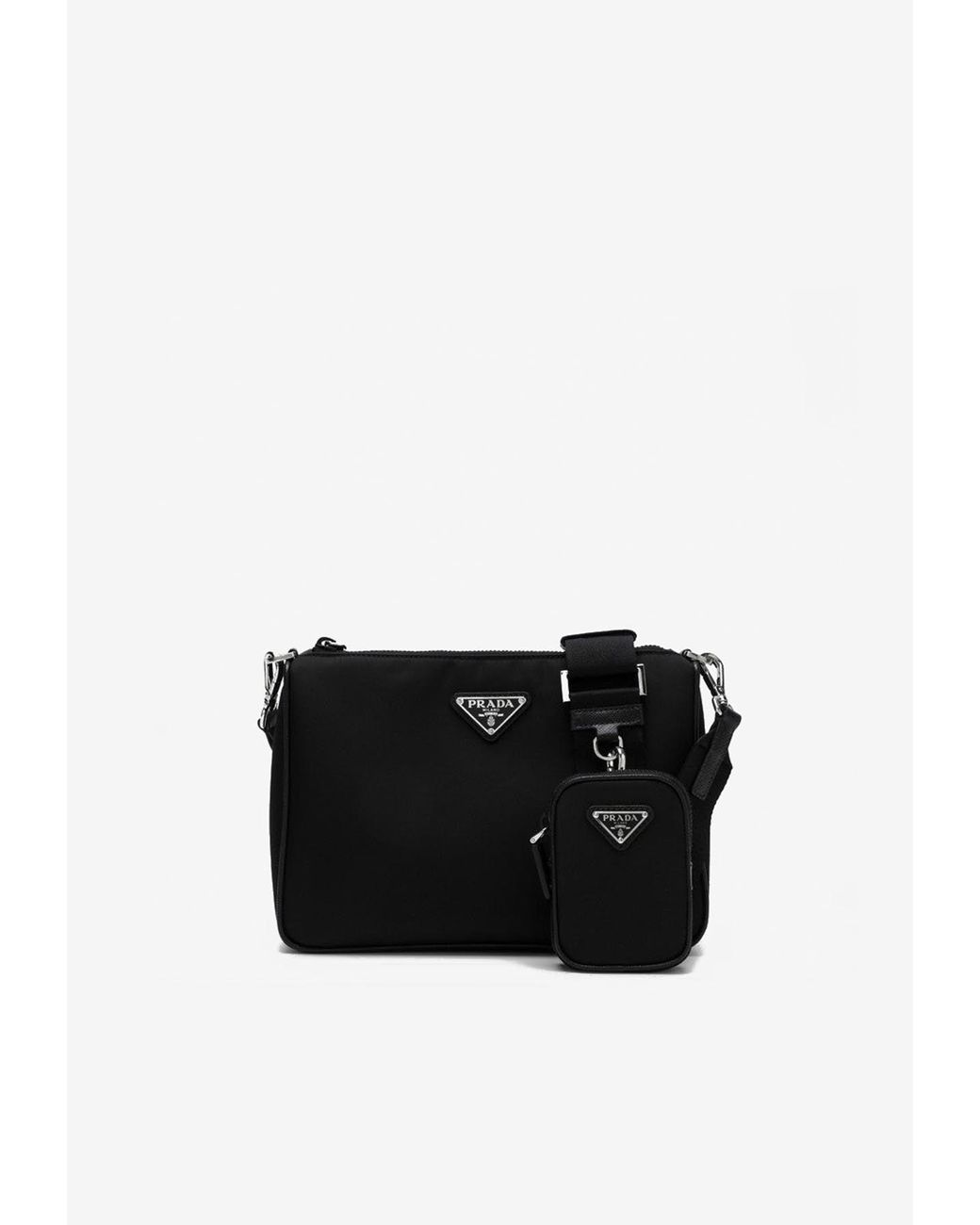 Prada Triangle Logo Re-Nylon And Leather Messenger Bag in