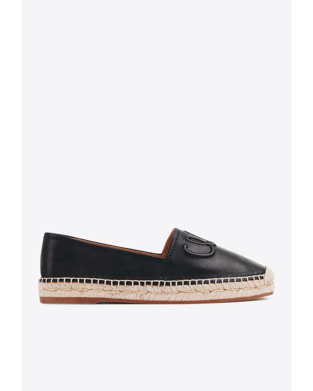 Chloé White Isla Logo Leather Espadrilles