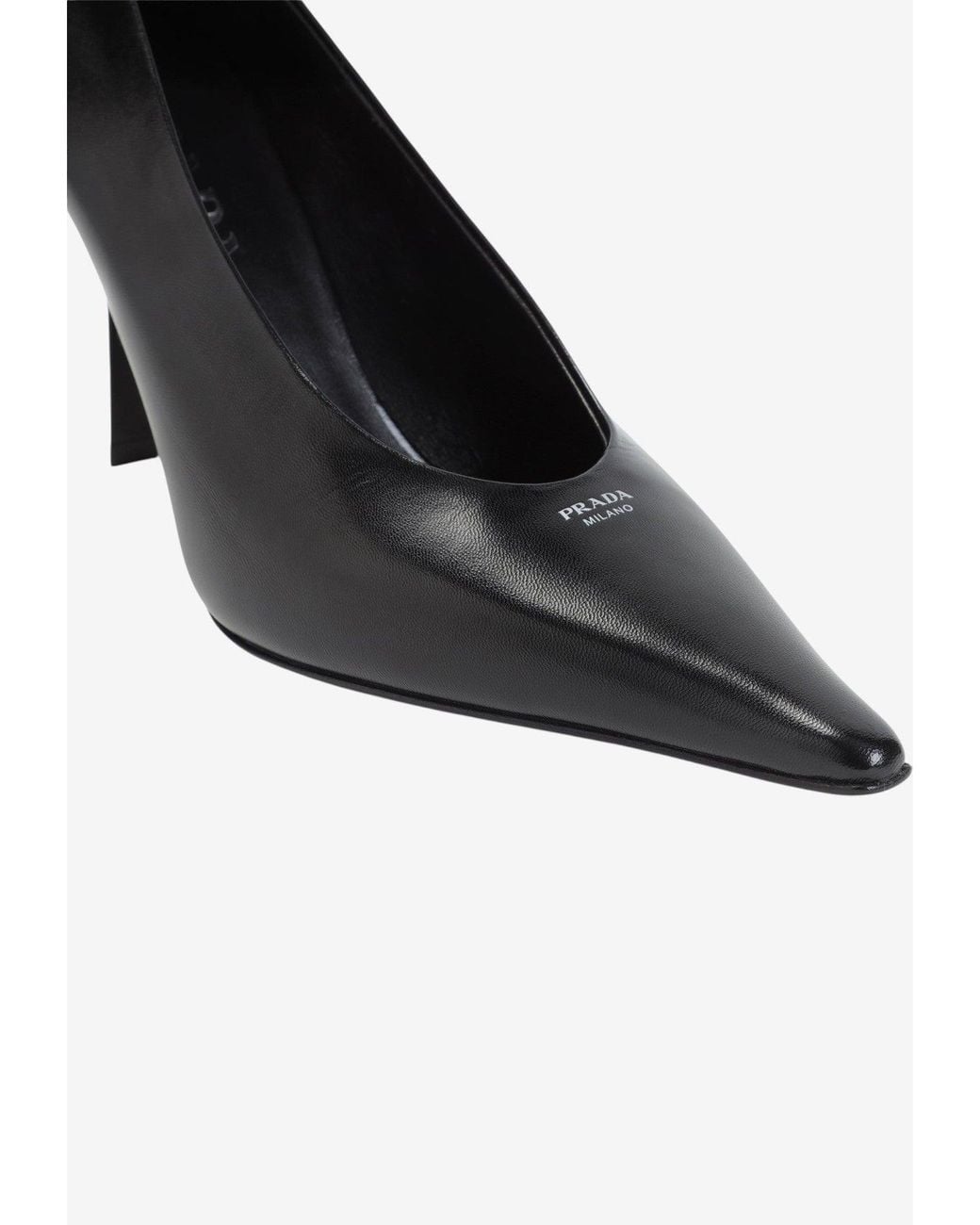 Prada White 90 Pointed Leather Pumps