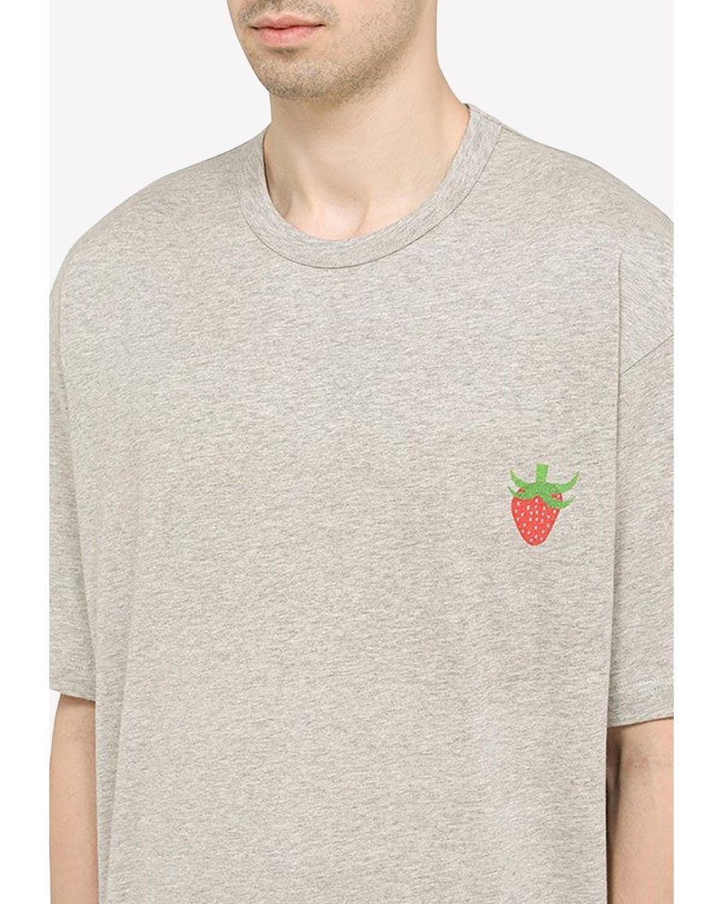 Comme des Garçons Strawberry Print Crewneck T-shirt in Gray for Men | Lyst