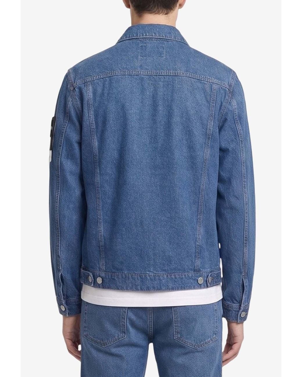 Stone Island Blue Logo Patch Denim Jacket for men
