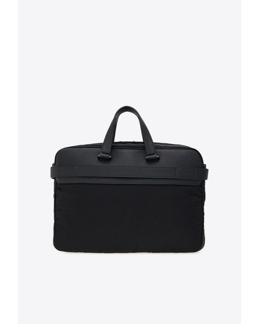 Ferragamo Black Logo Stamp Briefcase for men