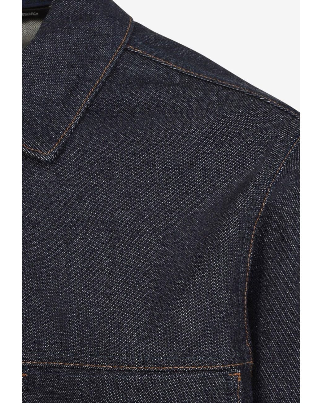 Stone Island Blue Denim Buttoned Jacket for men